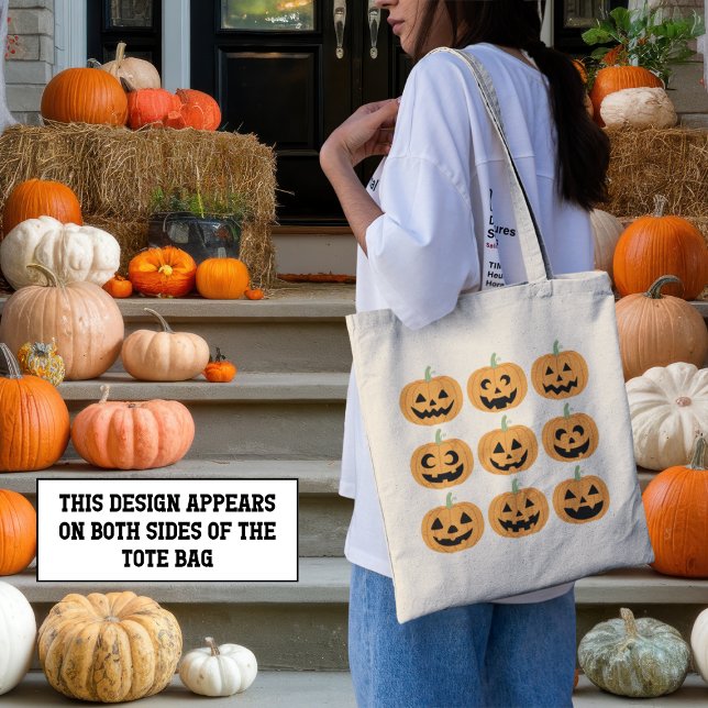 Tote Bag Joyeux Jack-O'-Lanterns (This item is for display purposes only to illustrate the design element. )