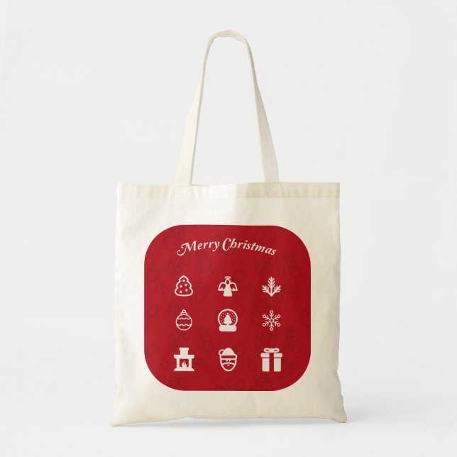 Tote Bag Joyeux jeu d'icônes populaires de Noël (Devant)