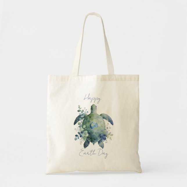 Tote Bag Joyeux Jour de la Terre Dessin Tortue (Devant)