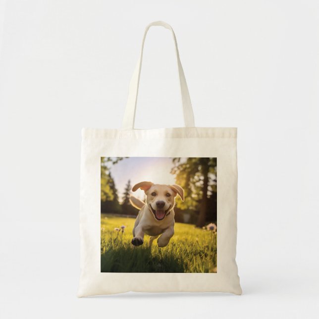 Tote Bag Joyeux Labrador Puppy Running (Devant)