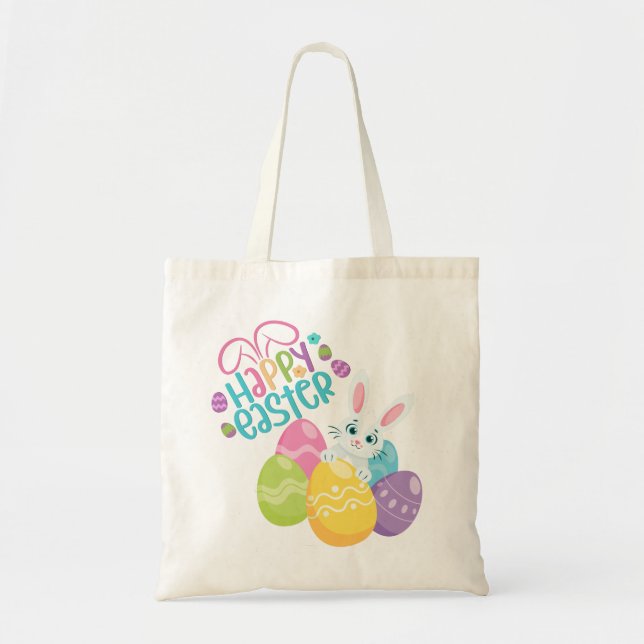 Tote Bag Joyeux Lapin de Pâques (Devant)