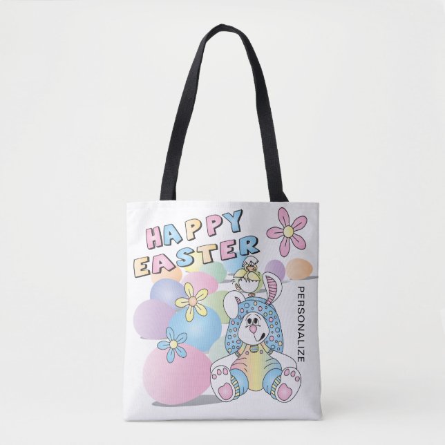 Tote Bag Joyeux Lapin de Pâques (Devant)