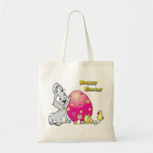 Tote Bag Joyeux lapin de Pâques et bébé poussin