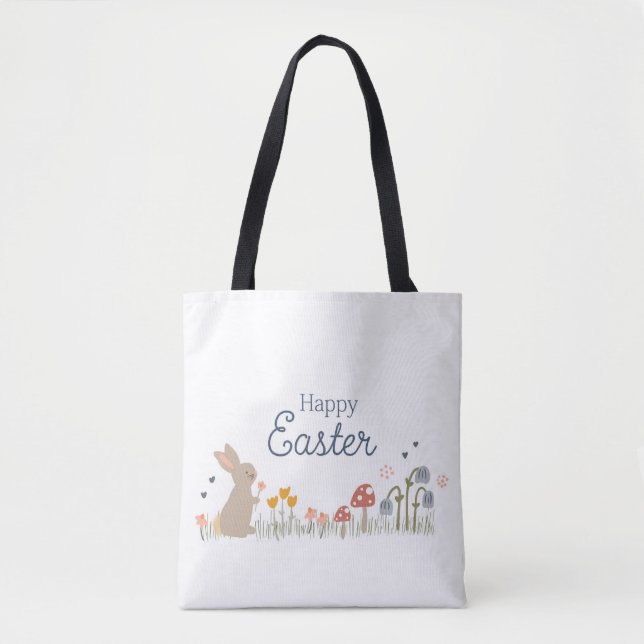 Tote Bag Joyeux Lapin de Pâques lapin vacances mignonne (Devant)
