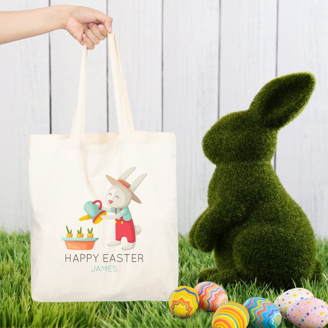 Tote Bag Joyeux Lapin de Pâques Nom des carottes d'arrosage (Créateur téléchargé)
