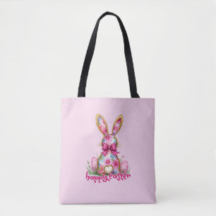 Tote Bag Joyeux Lapin Floral De Pâques Lapin Floral De Pâqu