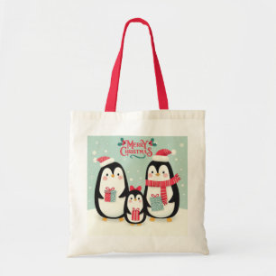 Tote Bag Joyeux manchots enneigés de Noël