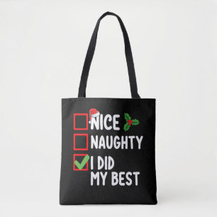 Tote Bag Joyeux Mauvais J'ai fait de mon mieux Liste de Noë