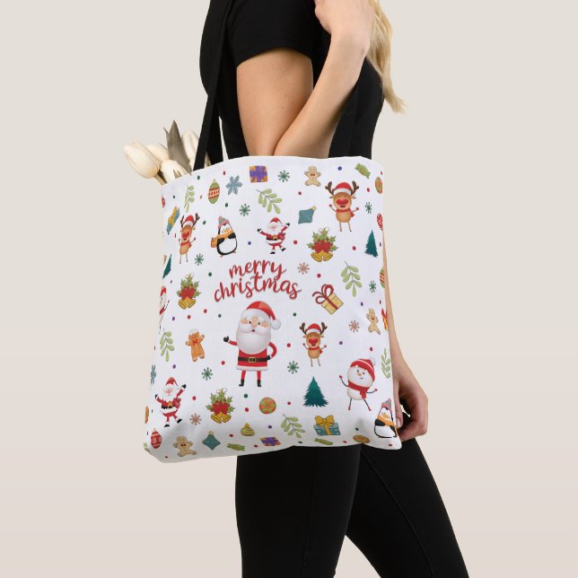 Tote Bag Joyeux Motif de Noël (De près)
