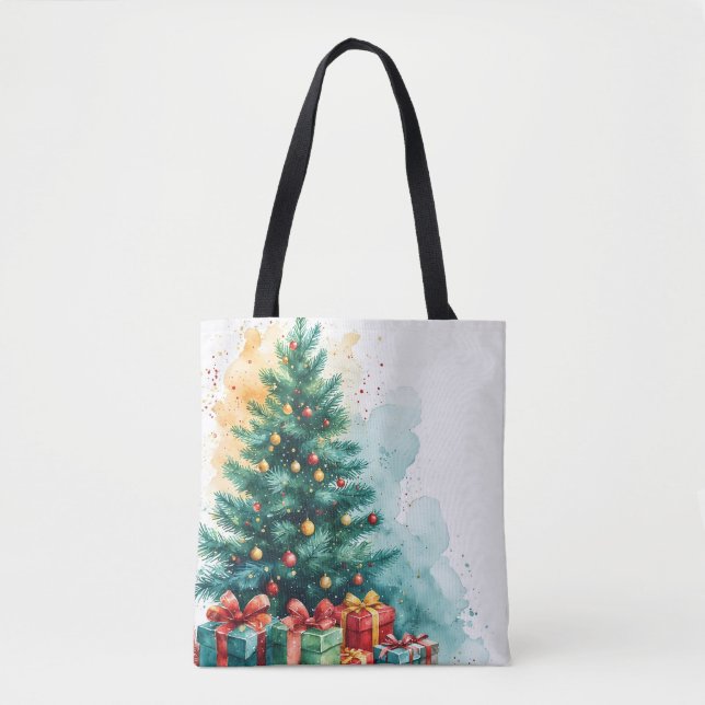 Tote Bag Joyeux Noël aquarelle Art Fourre-tout (Devant)