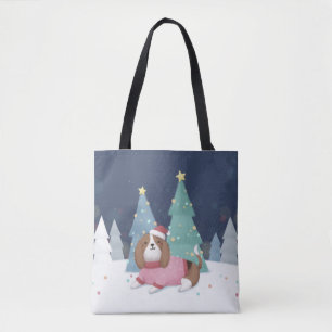 Tote Bag Joyeux Noël : Art d'Illustration Beagle