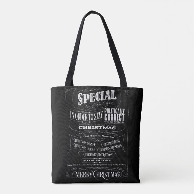 Tote Bag Joyeux Noël avec tableau de bord/correction politi (Dos)