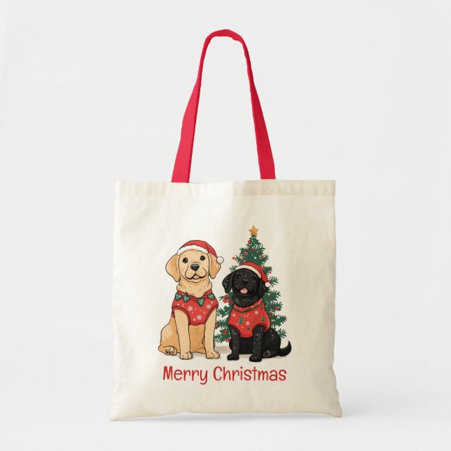 Tote Bag Joyeux Noël Chiens Labrador Retriever (Devant)