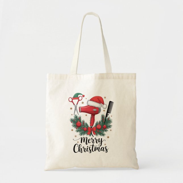 Tote Bag Joyeux Noël Coiffeur Coiffeuse Noël Cheveux  (Devant)