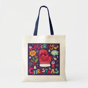 Tote Bag Joyeux Noël Coloré Texte & Knit de Noël