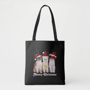 Tote Bag Joyeux Noël Cute Chat avec Père Noël