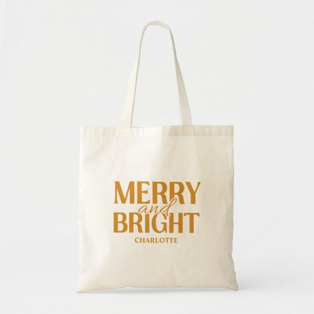 Tote Bag Joyeux Noël doré brillant  (Devant)