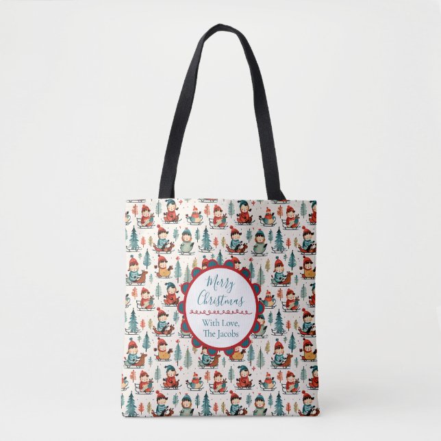 Tote Bag Joyeux Noël | Dormir Enfants Noël (Devant)