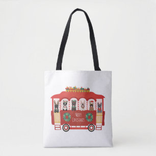 Tote Bag Joyeux Noël Français Bulldogs Vacances Trolly
