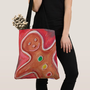 Tote Bag Joyeux Noël Gingerbread Homme Rouge