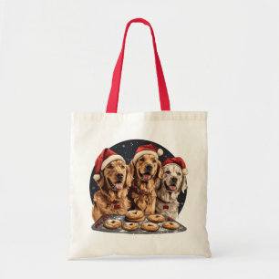 Tote Bag Joyeux Noël Golden Retriever Chiens Baking