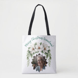 Tote Bag Joyeux Noël grand-mère photo cadeau de vacances
