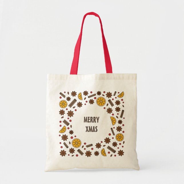 Tote Bag Joyeux Noël hiver épices (Devant)