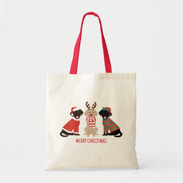 Tote Bag Joyeux Noël Labrador Retriever Dogs (Devant)