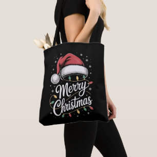 Tote Bag Joyeux Noël Lumières Chapeau de Père Noël Noël Fam
