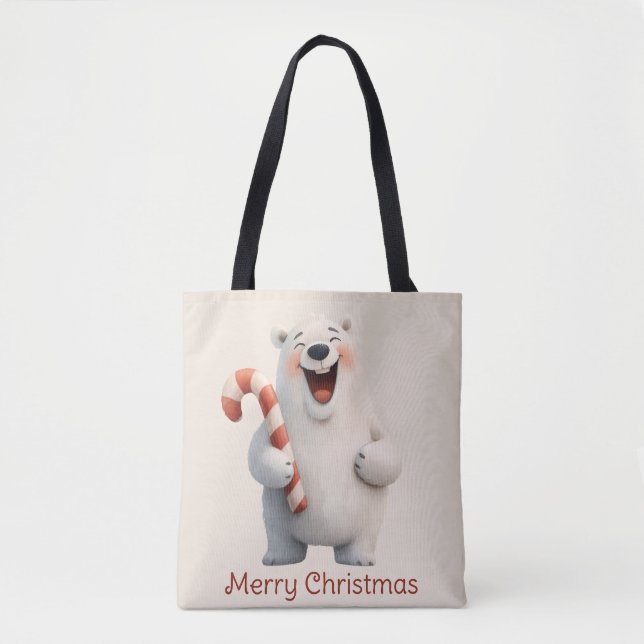 Tote Bag Joyeux Noël mignon Ours Polaire Design (Devant)