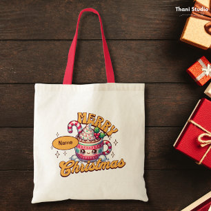 Tote Bag Joyeux Noël mignonne Chocolat chaud Famille de Mug