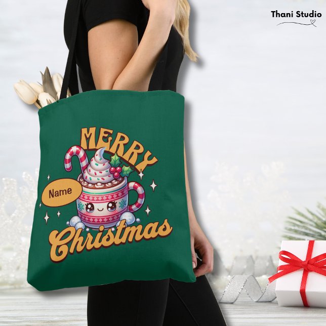 Tote Bag Joyeux Noël mignonne Chocolat chaud Famille de Mug (Créateur téléchargé)