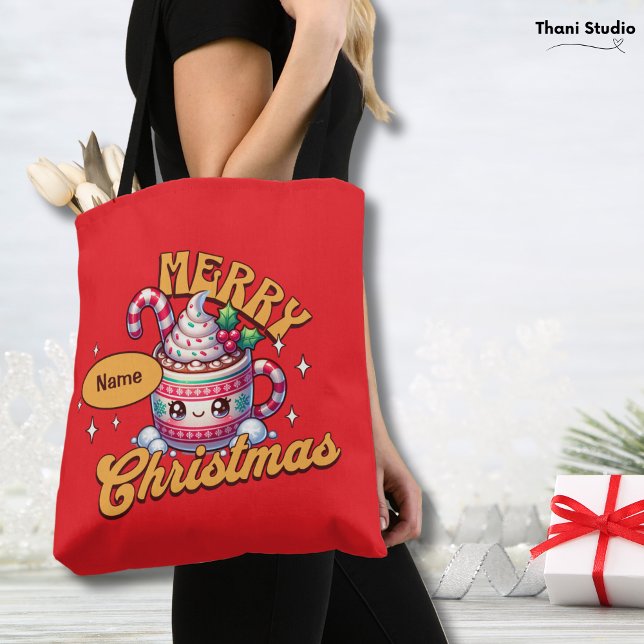 Tote Bag Joyeux Noël mignonne Chocolat chaud Famille de Mug (Créateur téléchargé)