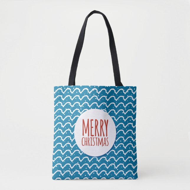Tote Bag Joyeux Noël Motif sans couture Texture bleue (Devant)