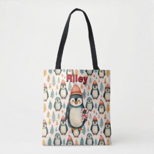 Tote Bag Joyeux Noël Noël des pingouins vintages