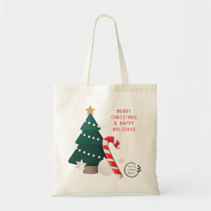 Tote Bag Joyeux Noël Nom personnalisé Entreprise Logo Budge
