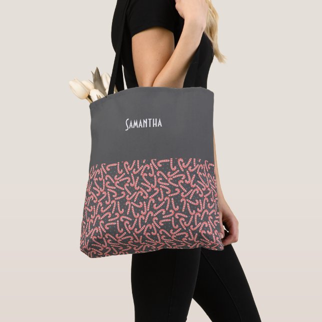 Tote Bag Joyeux Noël Peppermenthe Sucres de canne Nom de ne (De près)