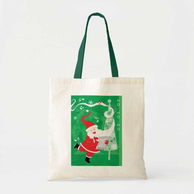 Tote Bag Joyeux Noël, Père Noël chantant et dansant (Devant)