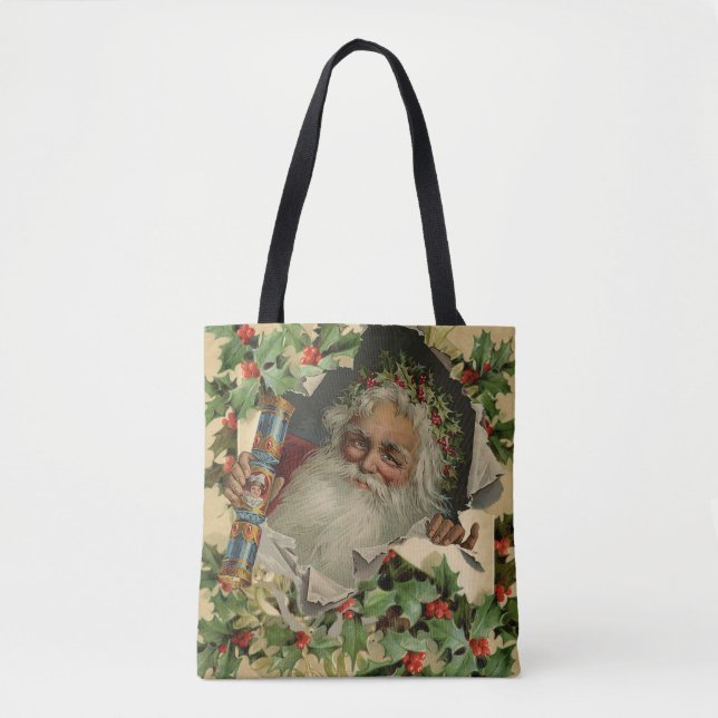 Tote Bag Joyeux Noël Père Noël classique antique (Devant)