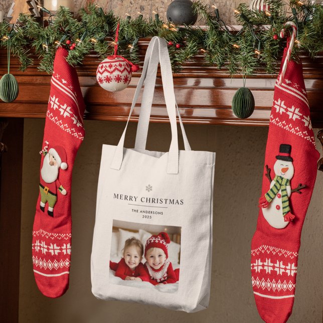 Tote Bag "Joyeux Noël personnalisé avec photo et nom (Créateur téléchargé)