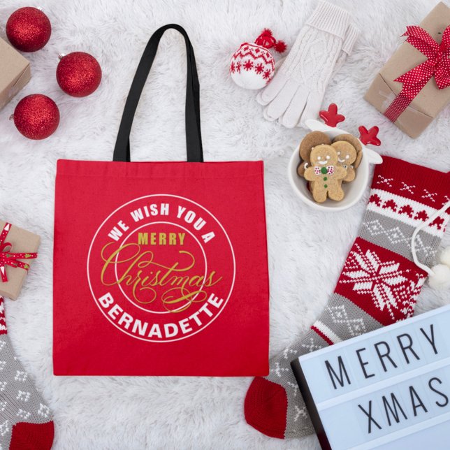 Tote Bag Joyeux Noël personnalisé rouge (Créateur téléchargé)