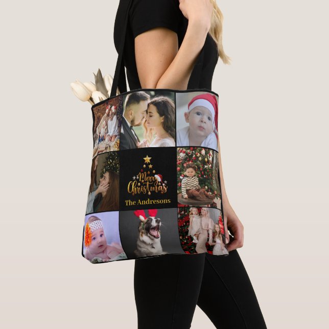 Tote Bag Joyeux Noël Photo Collage Fourre-tout (De près)