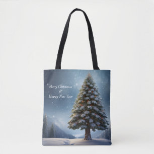 Tote Bag Joyeux Noël Pine Tree Flambeau de neige