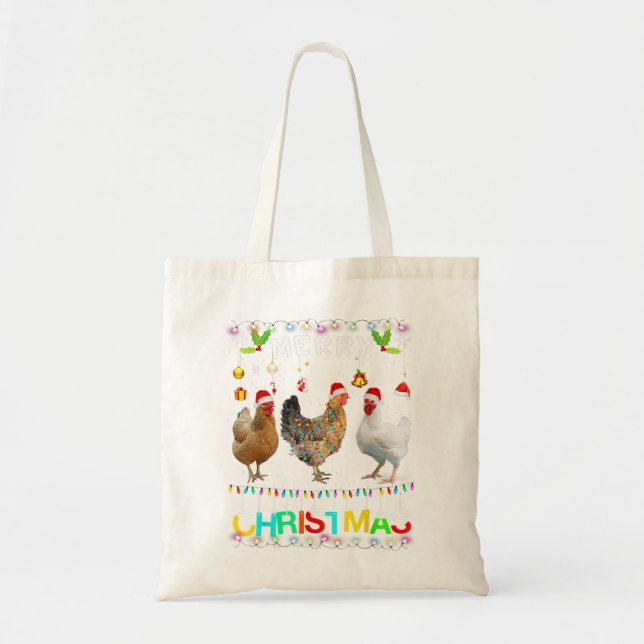 Tote Bag Joyeux Noël Poulet de Noël Feu de Noël Feu de Noël (Devant)