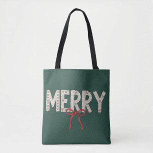 Tote Bag Joyeux Noël Préparatif Nœud Vacances Coquette Hive