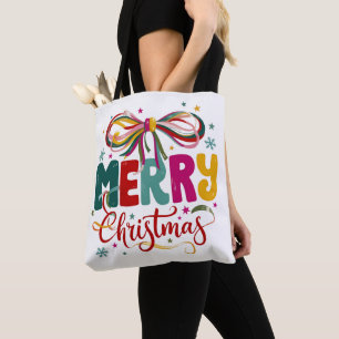 Tote Bag Joyeux Noël Préparé Coquette Bow Noël