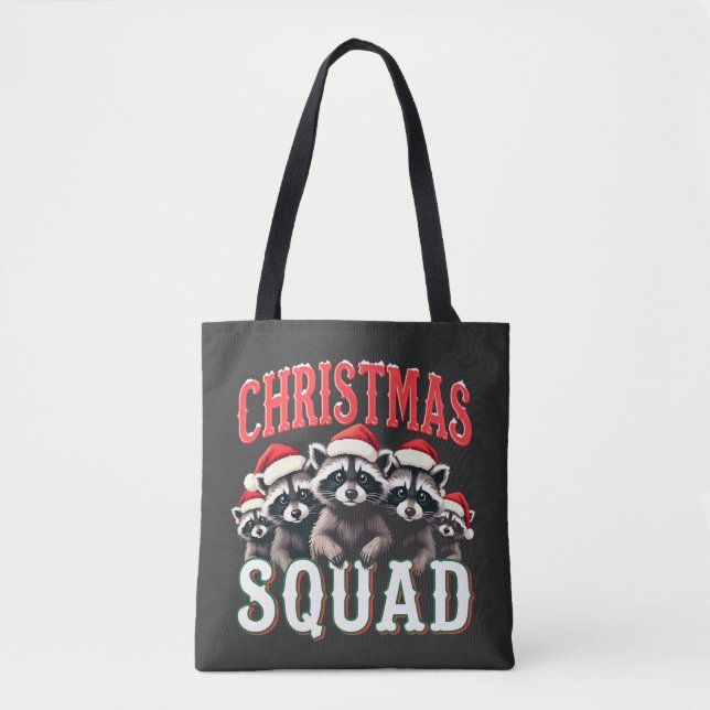 Tote Bag Joyeux Noël Raccoon Santa Hat Amateurs (Devant)