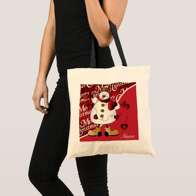 Tote Bag Joyeux Noël Red Snowman (Devant (produit))