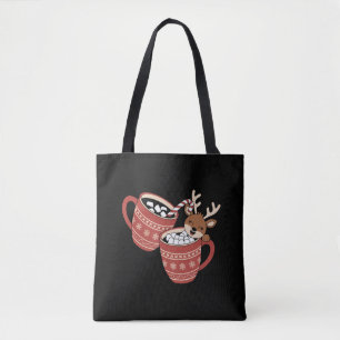Tote Bag Joyeux Noël Renne Mignon Famille Noël Café