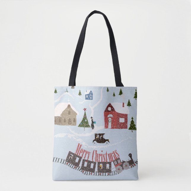 Tote Bag Joyeux Noël, rétro (Devant)